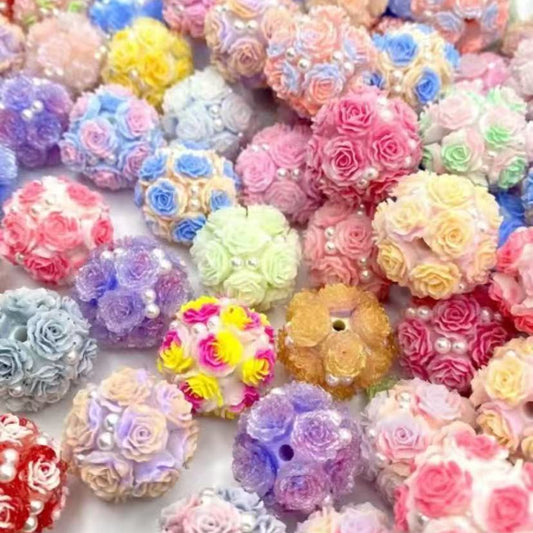 luxury Acrylic Beads-20pcs Flower beads Mixed,Fancy Beads
